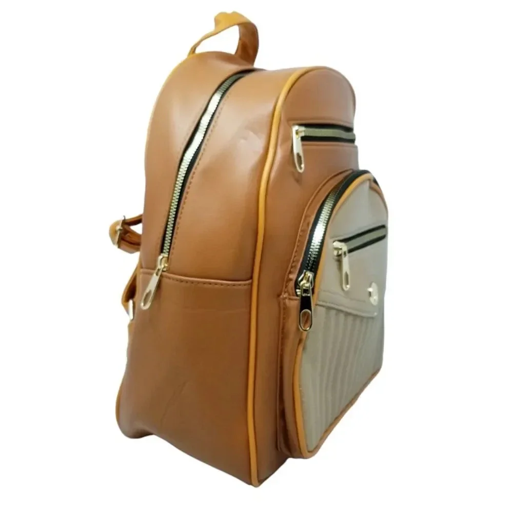 Brown and Khaki Large Backpack purse